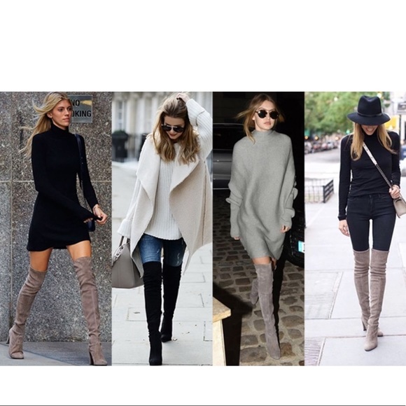 Stuart Weitzman Black Suede Highland Over-the-Knee High Heel Boot 8.5 - Picture 6 of 16